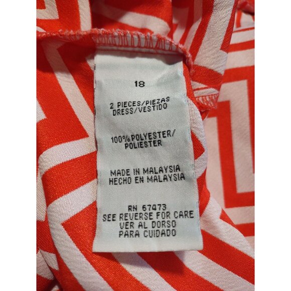Vintage Danny & Nicole 2 Pc Dress Coral Ombre Chevron Crop Jacket Womens Plus 18 - Picture 9 of 10
